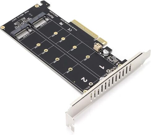 مجموعة بطاقات المحول، بطاقة توسيع قارئ محول محرك الأقراص الصلبة M.2 NVMe SSD المزدوج إلى واجهة PCIE X8 M للكمبيوتر المكتبي، سرعة نقل 2 × 32 جيجابت في الثانية (ph45) in Saudi Arabia