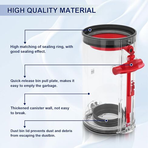 Dust Bin Replacement Compatible with Dyson V10 SV12 Animal Absolute Vacuum Cleaner Canister, Large Dust Bin Replacement Part No. 969509-01 in Kuwait