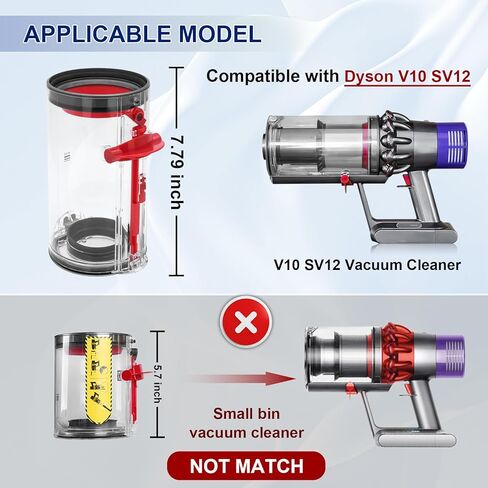 Dust Bin Replacement Compatible with Dyson V10 SV12 Animal Absolute Vacuum Cleaner Canister, Large Dust Bin Replacement Part No. 969509-01 in Kuwait