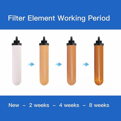 Gravity-Fed Water Filter System, NSF/ANSI 42&372 Standard, 3.25G Stainless-Steel Countertop System with 2 Black Elements, 2 Fluoride, Metal Water Level Spigot, Reduces Fluoride and Chlorine in Saudi Arabia