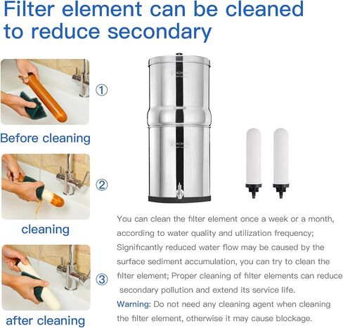 Gravity-Fed Water Filter System, NSF/ANSI 42&372 Standard, 3.25G Stainless-Steel Countertop System with 2 Black Elements, 2 Fluoride, Metal Water Level Spigot, Reduces Fluoride and Chlorine in Saudi Arabia
