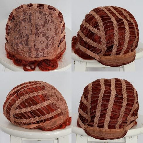 شعر مستعار برتقالي من JoneTing، + 1 قبعة شعر مستعار + 1 عصابة رأس + 1 أقراط + 1 قلادة، شعر مستعار ربة منزل في الخمسينيات للنساء زي شعر مستعار بني مجعد للنساء لحفلات الهالوين in Kuwait