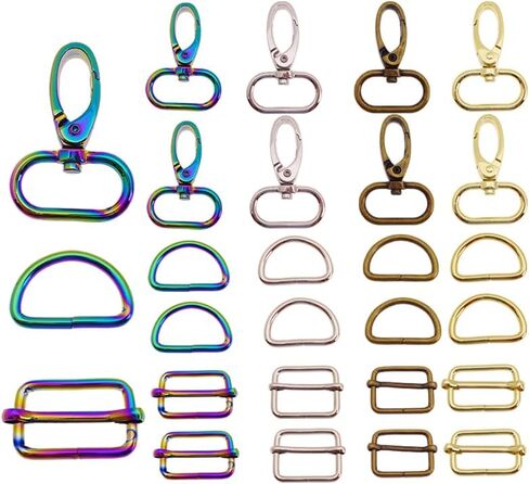 30 Pcs Antique Brass Purse Bag Making Hardware Include 10 pcs Swivel Snap Hook with 10 pcs D Rings and 10 pcs Adjuster Slider Buckles for Handbag Pet Collar Keychain Lanyard (1 Inch) in Saudi Arabia