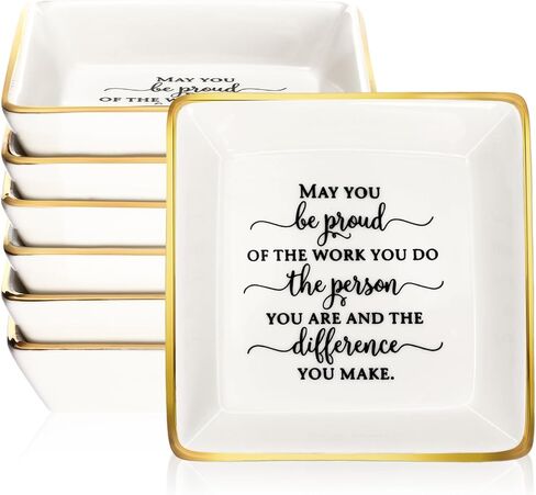 Nurse Week Appreciation Gifts Cna Trinket Dish Gifts Bulk Employee Ceramic Ring Jewelry Tray Sign Jewelry Dish(Elegant Style, 12 Pcs) in Saudi Arabia