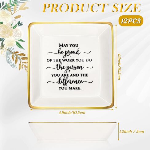 Nurse Week Appreciation Gifts Cna Trinket Dish Gifts Bulk Employee Ceramic Ring Jewelry Tray Sign Jewelry Dish(Elegant Style, 12 Pcs) in Saudi Arabia