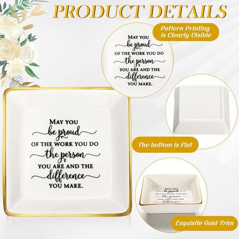 Nurse Week Appreciation Gifts Cna Trinket Dish Gifts Bulk Employee Ceramic Ring Jewelry Tray Sign Jewelry Dish(Elegant Style, 12 Pcs) in Saudi Arabia