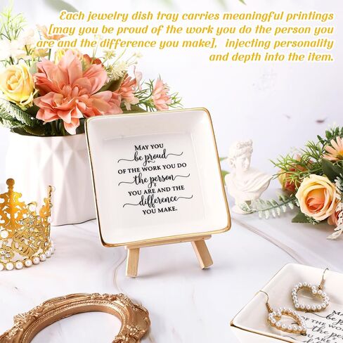Nurse Week Appreciation Gifts Cna Trinket Dish Gifts Bulk Employee Ceramic Ring Jewelry Tray Sign Jewelry Dish(Elegant Style, 12 Pcs) in Saudi Arabia