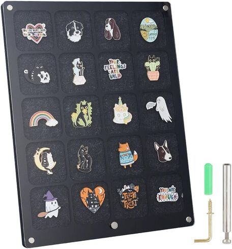 NBEADS Clear Acrylic Pin Display, 11.81x9.45x0.4 Inch Acrylic with Felt Commemorative Pin Display Tray 20 Grids Desktop Pin Organizer Holder Dust-Free Holder Board for Enamel Pin Jewelry Pin, White in Saudi Arabia
