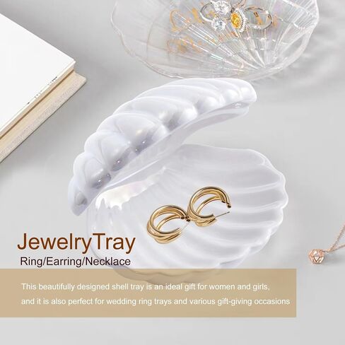 Ceramic Shell Jewelry holder Ring/Earring/Necklace Dish Tray Coastal Beach Seashell décor, Decorative Jewelry Organizer (Pink) in Saudi Arabia