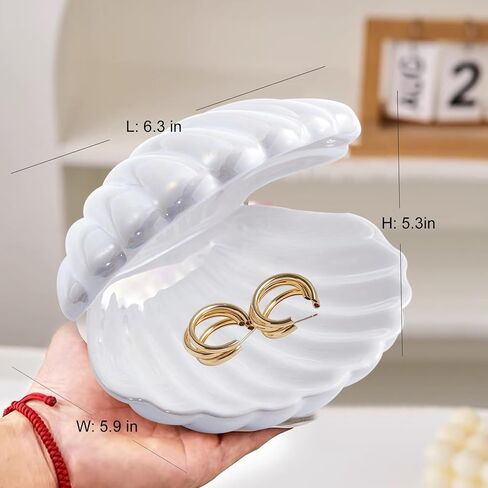 Ceramic Shell Jewelry holder Ring/Earring/Necklace Dish Tray Coastal Beach Seashell décor, Decorative Jewelry Organizer (Pink) in Saudi Arabia