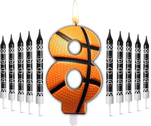 Photect 11 Pcs Basketball Birthday Candles Number 5-9 Candle Cake Topper Decor Basketball Themed Birthday Cake Decorations for Boys Girls Kids Party Supplies Decoration (Number 8) in Kuwait