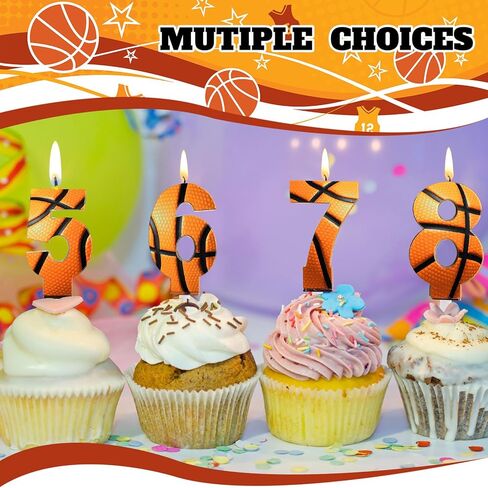 Photect 11 Pcs Basketball Birthday Candles Number 5-9 Candle Cake Topper Decor Basketball Themed Birthday Cake Decorations for Boys Girls Kids Party Supplies Decoration (Number 8) in Kuwait