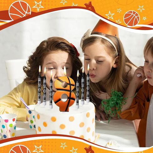 Photect 11 Pcs Basketball Birthday Candles Number 5-9 Candle Cake Topper Decor Basketball Themed Birthday Cake Decorations for Boys Girls Kids Party Supplies Decoration (Number 8) in Kuwait