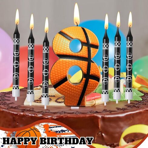 Photect 11 Pcs Basketball Birthday Candles Number 5-9 Candle Cake Topper Decor Basketball Themed Birthday Cake Decorations for Boys Girls Kids Party Supplies Decoration (Number 8) in Kuwait
