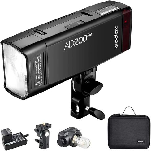 Godox AD200Pro 200W Flash Strobe,Outdoor Studio Flash Support 2.4G Wireless,1/8000 HSS, 500 Full Power Flashes, 0.01-1.8s Recycling with Bare Bulb/Speedlite Fresnel Flash Head Pocket Flash Monolight in Saudi Arabia