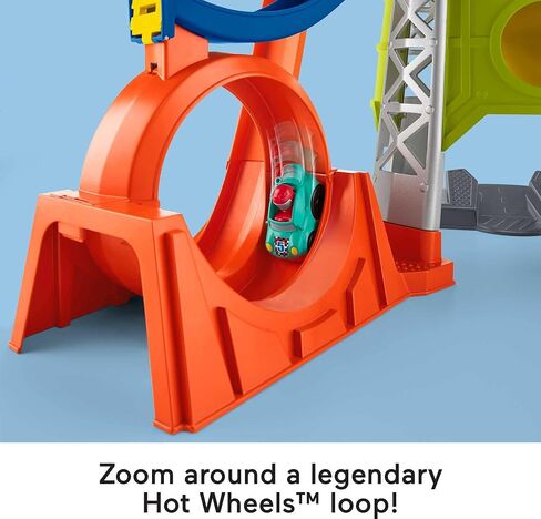 Fisher-Price Little People Toddler Playset Launch & Loop Raceway Race Track with Lights Sounds & 2 Toy Cars for Ages 18+ Months (Amazon Exclusive) in Saudi Arabia