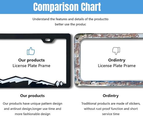 2PCS Mountain License Plate Frame Bracket Holder, Premium License Plate Covers with Screw Caps Cover Set Car Accessories (Black 2) in Saudi Arabia