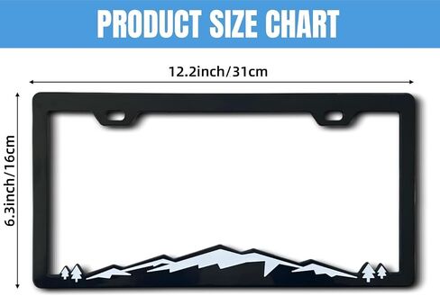 2PCS Mountain License Plate Frame Bracket Holder, Premium License Plate Covers with Screw Caps Cover Set Car Accessories (Black 2) in Saudi Arabia