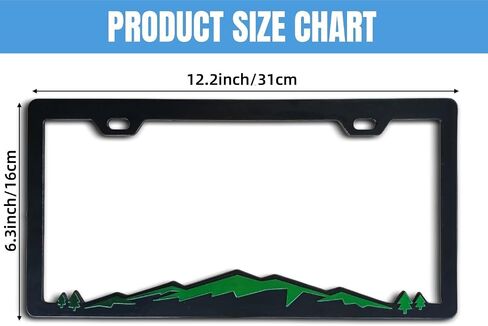 2PCS Mountain License Plate Frame Bracket Holder, Premium License Plate Covers with Screw Caps Cover Set Car Accessories (Black 2) in Saudi Arabia