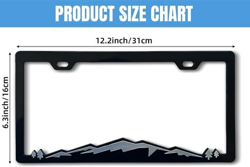 2PCS Mountain License Plate Frame Bracket Holder, Premium License Plate Covers with Screw Caps Cover Set Car Accessories (Black 2) in Saudi Arabia