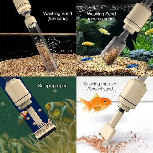 مكنسة كهربائية لتنظيف الحصى من بيدي، منظف الحصى لخزان الأسماك، مجموعة مكنسة كهربائية أوتوماتيكية 6 في 1 لتغيير المياه وغسل الرمال مع تدفق مياه قابل للتعديل، تيار مستمر 12 فولت، 18 وات in Kuwait