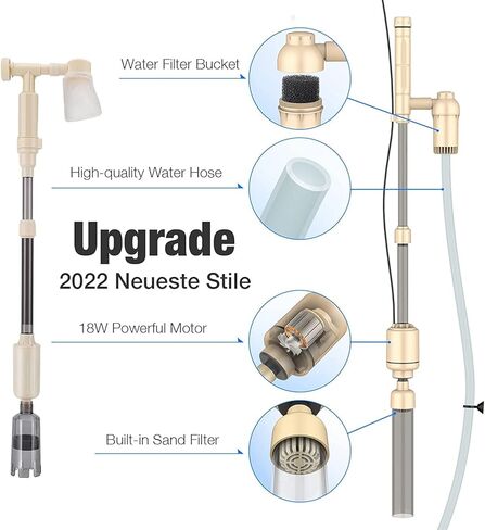 مكنسة كهربائية لتنظيف الحصى من بيدي، منظف الحصى لخزان الأسماك، مجموعة مكنسة كهربائية أوتوماتيكية 6 في 1 لتغيير المياه وغسل الرمال مع تدفق مياه قابل للتعديل، تيار مستمر 12 فولت، 18 وات in Kuwait