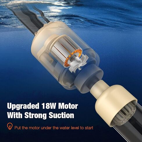 مكنسة كهربائية لتنظيف الحصى من بيدي، منظف الحصى لخزان الأسماك، مجموعة مكنسة كهربائية أوتوماتيكية 6 في 1 لتغيير المياه وغسل الرمال مع تدفق مياه قابل للتعديل، تيار مستمر 12 فولت، 18 وات in Kuwait