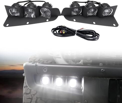 HAKA TOUGH LED مصابيح الضباب لعام 2021 2022 2023 Ford Bronco 2/4-Door، مجموعة مصابيح الضباب الأمامية السفلية مع دعامة، ملحقات تجميع مصابيح الجري النهارية البيضاء، قطعتان in Saudi Arabia