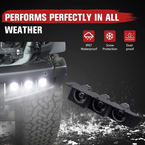 HAKA TOUGH LED مصابيح الضباب لعام 2021 2022 2023 Ford Bronco 2/4-Door، مجموعة مصابيح الضباب الأمامية السفلية مع دعامة، ملحقات تجميع مصابيح الجري النهارية البيضاء، قطعتان in Saudi Arabia