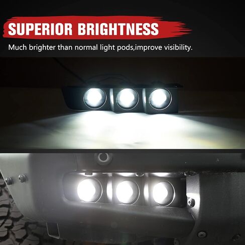 HAKA TOUGH LED مصابيح الضباب لعام 2021 2022 2023 Ford Bronco 2/4-Door، مجموعة مصابيح الضباب الأمامية السفلية مع دعامة، ملحقات تجميع مصابيح الجري النهارية البيضاء، قطعتان in Saudi Arabia
