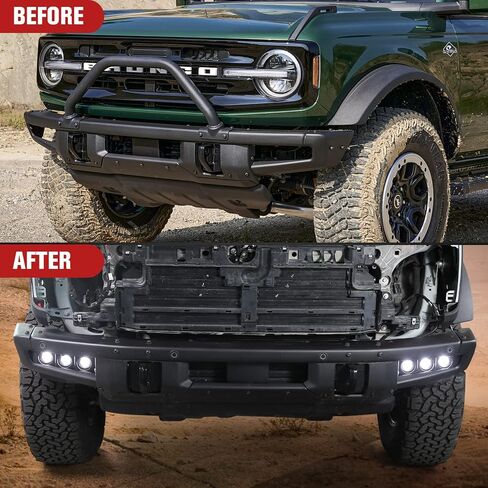 HAKA TOUGH LED مصابيح الضباب لعام 2021 2022 2023 Ford Bronco 2/4-Door، مجموعة مصابيح الضباب الأمامية السفلية مع دعامة، ملحقات تجميع مصابيح الجري النهارية البيضاء، قطعتان in Saudi Arabia