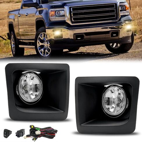 Driving Fog Lights for 2014 2015 GMC SIERRA 1500, Front Bumper Lamps Left Driver And Right Passenger Side Clear Lens(2PCS) in Saudi Arabia