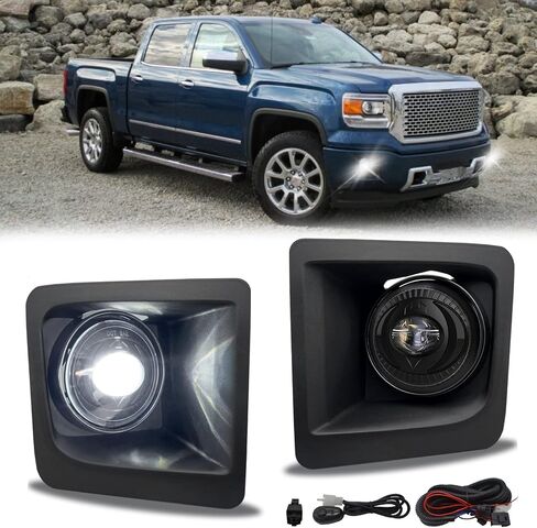 Driving Fog Lights for 2014 2015 GMC SIERRA 1500, Front Bumper Lamps Left Driver And Right Passenger Side Clear Lens(2PCS) in Saudi Arabia