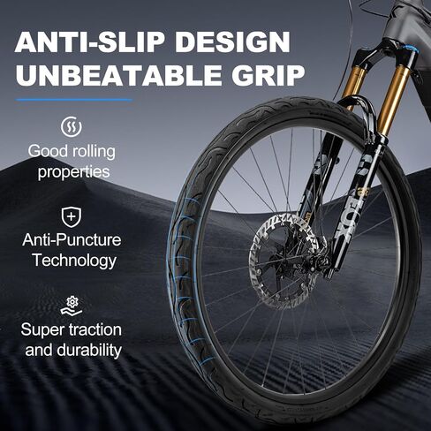 Hycline 26 Inch Bike Tires: 26x2.125 inch (57-559mm) Folding Replacement Puncture-Resistant Beach Cruiser Bicycle Tires for Hybrid Road or Urban City Commuter Bike in Saudi Arabia