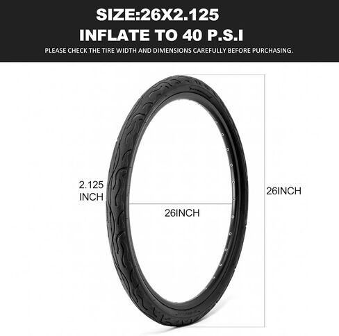 Hycline 26 Inch Bike Tires: 26x2.125 inch (57-559mm) Folding Replacement Puncture-Resistant Beach Cruiser Bicycle Tires for Hybrid Road or Urban City Commuter Bike in Saudi Arabia