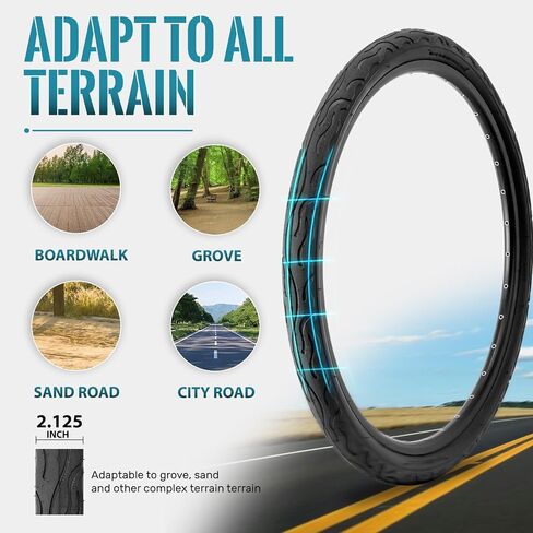 Hycline 26 Inch Bike Tires: 26x2.125 inch (57-559mm) Folding Replacement Puncture-Resistant Beach Cruiser Bicycle Tires for Hybrid Road or Urban City Commuter Bike in Saudi Arabia