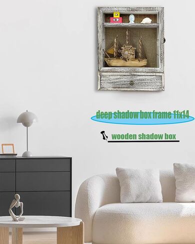 إطار صناديق الظل مقاس 11 × 14 مع درج واحد و3 أرفف قابلة للإزالة، وحقيبة عرض صندوق الظل العميق مع أرفف، وحقائب عرض بيضاء للزهور، والتذكارات، وحفلات الزفاف، والحرف اليدوية، والتذاكر والصور in Kuwait