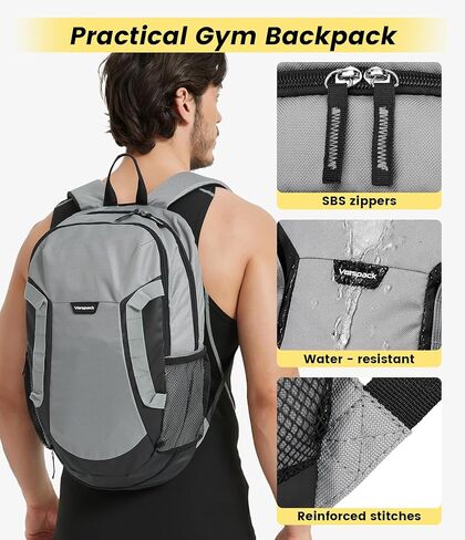 حقيبة ظهر Vorspack Gym للرجال - حقيبة ظهر رياضية كبيرة مع حقيبة ظهر للتمارين الرياضية أثناء السفر - أسود in Kuwait