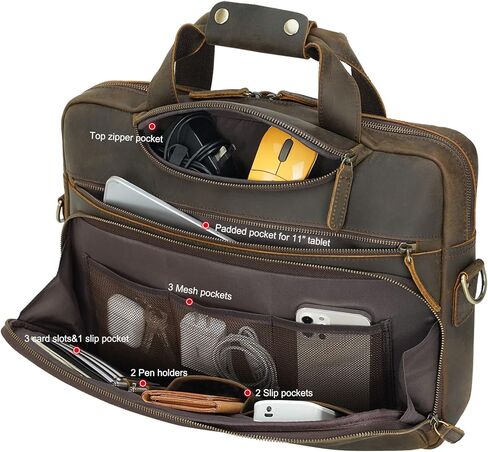 حقيبة كتف كلاسيكية للرجال من الجلد مقاس 15.6 بوصة من TIDING، حقيبة كتف للعمل والسفر in Kuwait