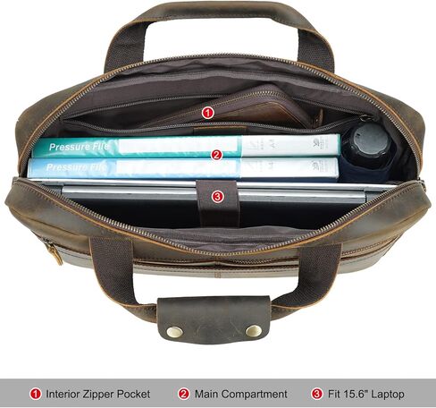 حقيبة كتف كلاسيكية للرجال من الجلد مقاس 15.6 بوصة من TIDING، حقيبة كتف للعمل والسفر in Kuwait