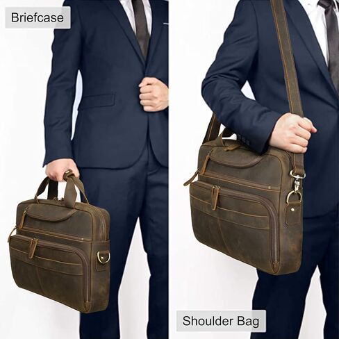حقيبة كتف كلاسيكية للرجال من الجلد مقاس 15.6 بوصة من TIDING، حقيبة كتف للعمل والسفر in Kuwait