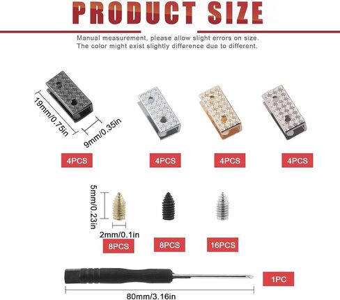 Hilitchi 16 Sets 0.75 Inch Bag Decorative Buckles for Purse, 4 Colors Zinc Alloy Clip Buckles Belt Buckle End Tips with Screws and Screwdriver, Strap End Caps Zipper Tip Webbing Tip for DIY Craft in Saudi Arabia