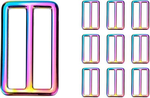 Wealrit 10 Pcs Flat Metal Slide Buckles for Purse Straps Rainbow Tri-Glides Clasp Belt Adjuster Buckles in Saudi Arabia