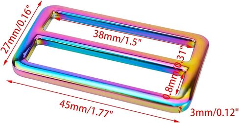 Wealrit 10 Pcs Flat Metal Slide Buckles for Purse Straps Rainbow Tri-Glides Clasp Belt Adjuster Buckles in Saudi Arabia