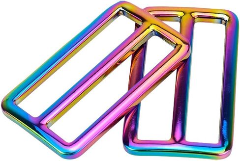 Wealrit 10 Pcs Flat Metal Slide Buckles for Purse Straps Rainbow Tri-Glides Clasp Belt Adjuster Buckles in Saudi Arabia