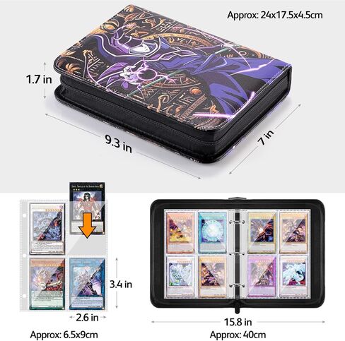 غلاف بطاقات التداول Bheddi متوافق مع بطاقات YGO، يحمل 400 بطاقة، حافظة كتب ألبوم بطاقات TCG مع سحاب لـ PTCG MTG YGO (الساحر) in Kuwait