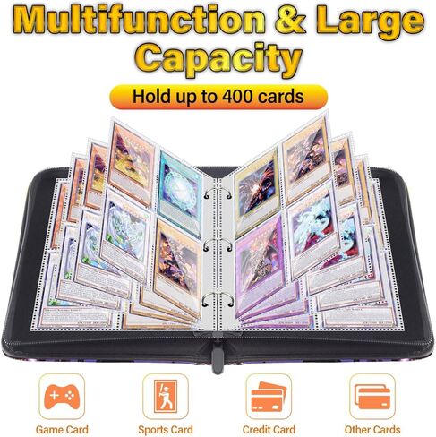 غلاف بطاقات التداول Bheddi متوافق مع بطاقات YGO، يحمل 400 بطاقة، حافظة كتب ألبوم بطاقات TCG مع سحاب لـ PTCG MTG YGO (الساحر) in Kuwait