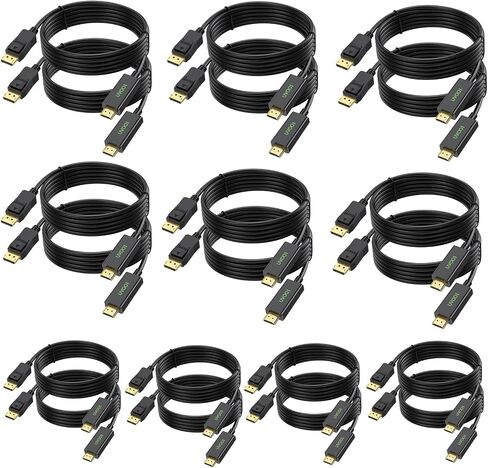 DisplayPort (DP) to HDMI Cable 6 Feet 2-Pack, Display Port to HDMI Cable 6FT Male to Male Adapter 1080P@60Hz Support Video and Audio - Gold-Plated in Saudi Arabia