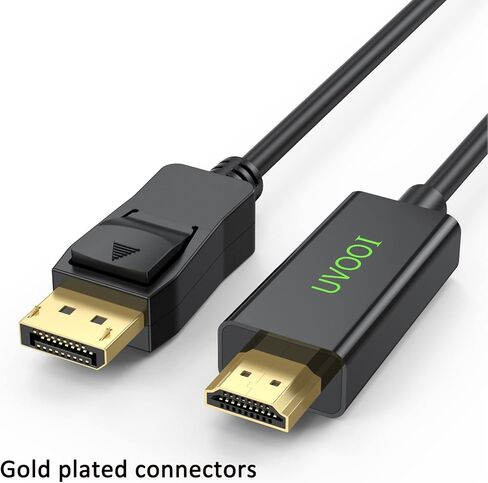 DisplayPort (DP) to HDMI Cable 6 Feet 2-Pack, Display Port to HDMI Cable 6FT Male to Male Adapter 1080P@60Hz Support Video and Audio - Gold-Plated in Saudi Arabia