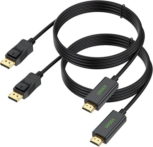 DisplayPort (DP) to HDMI Cable 6 Feet 2-Pack, Display Port to HDMI Cable 6FT Male to Male Adapter 1080P@60Hz Support Video and Audio - Gold-Plated in Saudi Arabia